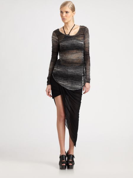 Helmut Lang Distorted Knit Pullover in Black - Lyst