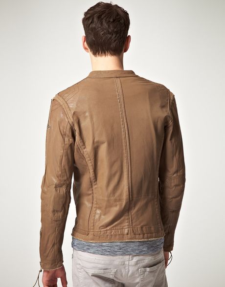 Diesel Diesel Lion Leather Jacket in Green for Men | Lyst