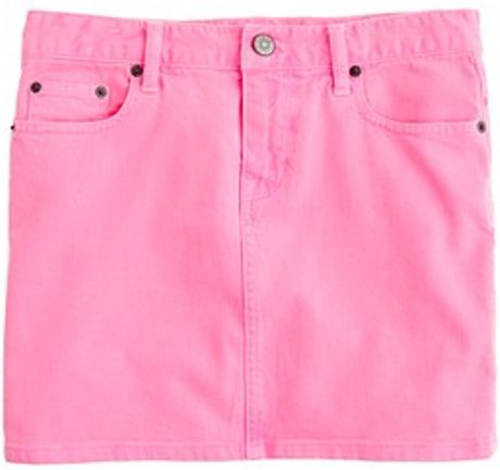 J.crew Garmentdyed Denim Mini in Pink (neon pink) - Lyst