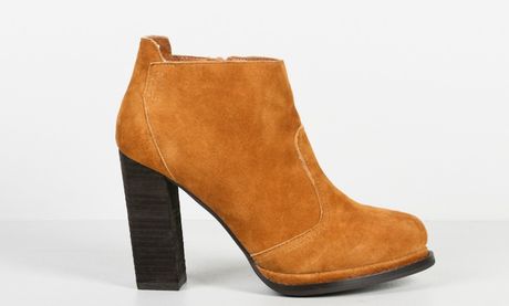 Jeffrey Campbell Desmond Suede Bootie with Tall Heel  in Yellow (mustard) - Lyst