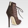Jimmy Choo Tegan Laceup Suede and Glittercoated Mesh Peep Toe Ankle Boots in Brown - Lyst