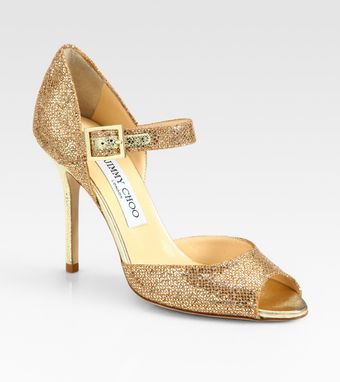  Pebbled Metallic Leather Mary Jane Pumps 
