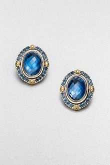 Konstantino Semiprecious Multistone Sterling Silver 18k Gold Clipon Button Earrings - Lyst