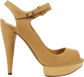  Embossed Leather Sandal in Camel 