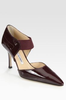 Manolo Blahnik Patent Leather Mary Jane Point Toe Pumps - Lyst
