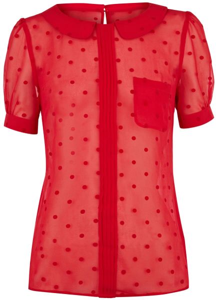 Oasis Dobby Round Collar Top in Red (burgundy) - Lyst