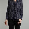 Pied A Terre Silk Polka Dot Tie Neck Blouse in Black (navy) - Lyst