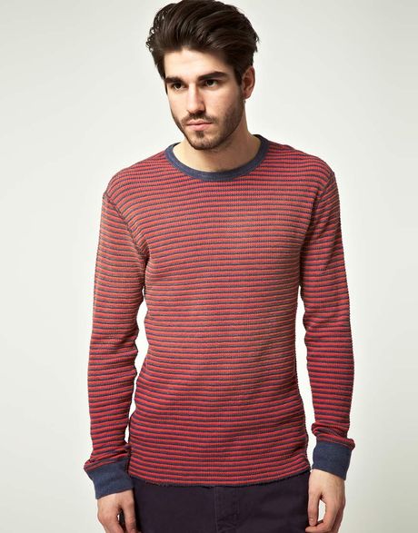 Polo Ralph Lauren Polo Ralph Lauren Long Sleeve Waffle Stripe Tshirt in Blue for Men - Lyst
