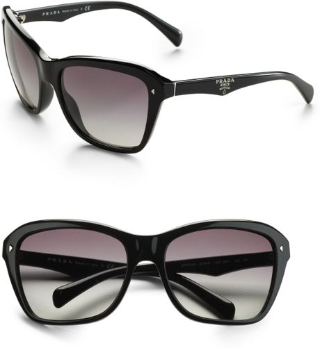 Prada Square Cateye Sunglasses in Black - Lyst