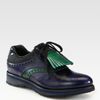 Prada Leather Wingtip Golf Shoes in Blue - Lyst