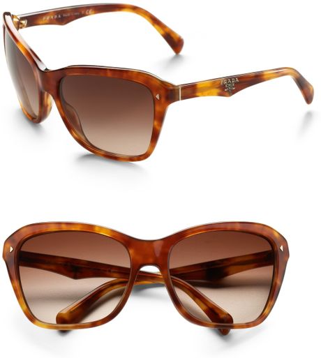 Prada Square Cateye Sunglasses in Brown - Lyst