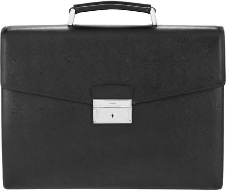 Prada Leather Double Gusset Briefcase in Black for Men (nero) - Lyst