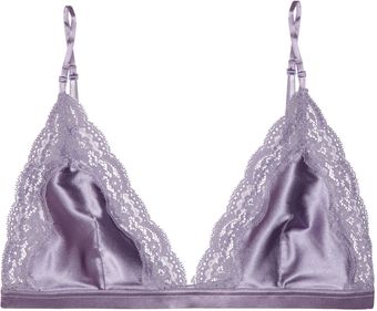 Stella McCartney Clara Whispering Stretchsilk Satin and Lace Triangle Bra - Lyst
