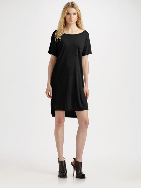 T By Alexander Wang Classic Boatneck Dress in Black - Lyst