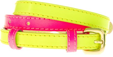 Asos Collection Asos Colour Block Fluro Belt with Double Buckle Detail in Yellow (pinkyellow) - Lyst