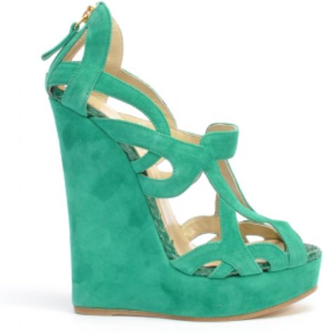 emerald green wedge heels