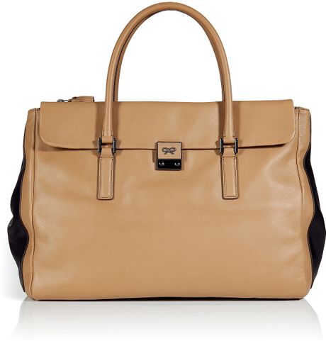 Anya Hindmarch Nude and Black Top Handle Etta Bag in Beige (nude) - Lyst