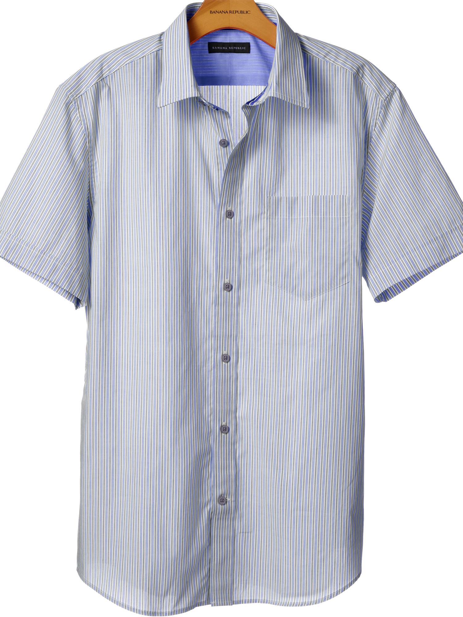 Banana Republic Short Sleeve Two Tone Stripe Shirt In Blue For Men Hawaiian Night Blue Lyst 7775