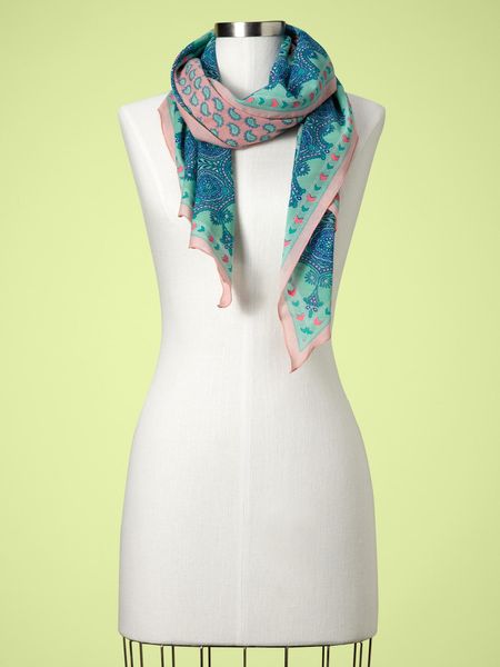 Gap Bordered Paisley Scarf in Blue (pink & teal) - Lyst