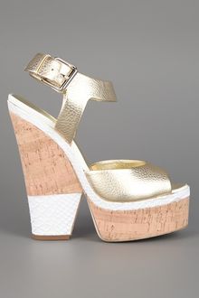 Giuseppe Zanotti Metallic Peep Toe Sandal - Lyst