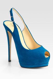 Giuseppe Zanotti Suede Peep Toe Slingback Pumps - Lyst