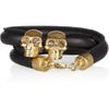 Alexander Mcqueen Skull Charm Leather Wrap Bracelet in Black - Lyst