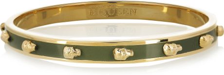 Alexander Mcqueen Enameled Skull Bangle in Blue (gold) - Lyst