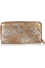 Alexander McQueen Distressed Metallic Suede Wallet