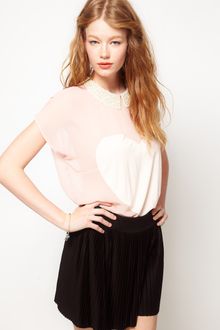 ASOS Collection  Top with Heart and Embellished Collar - Lyst