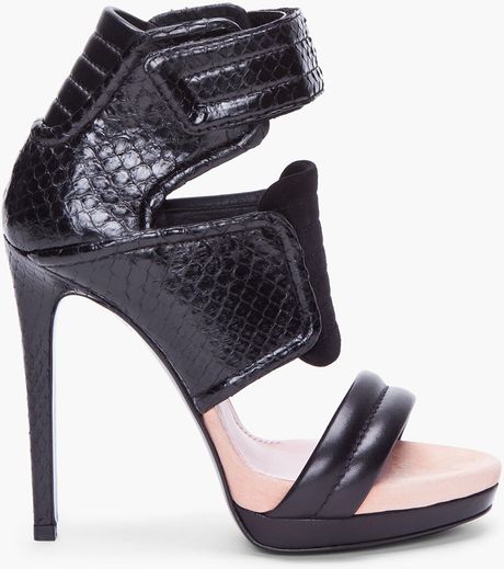 Barbara Bui Black Python Biker Heels in Black - Lyst