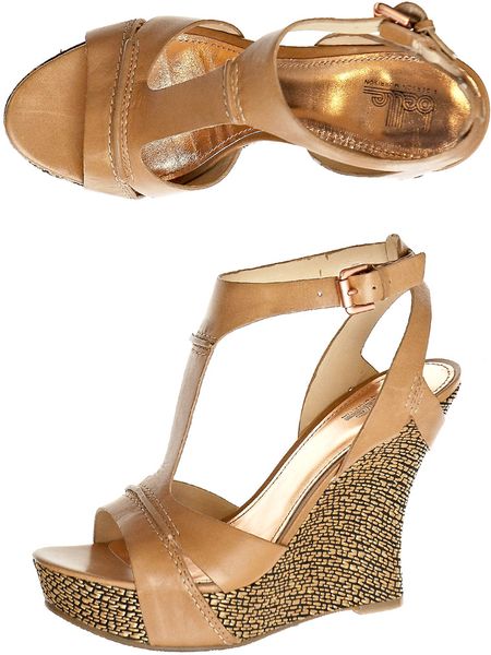 Belle By Sigerson Morrison Braiden Wedge Sandals in Brown (tan) - Lyst