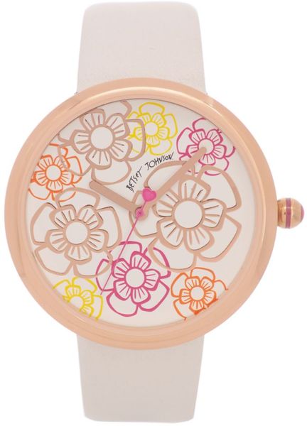 Betsey Johnson White Leather Strap 36mm 12 in White - Lyst