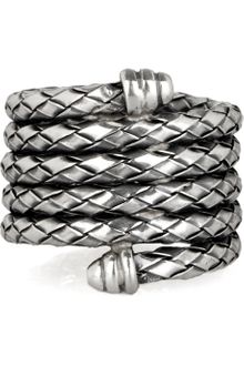 Bottega Veneta Intrecciato Oxidizedsilver Coil Ring - Lyst