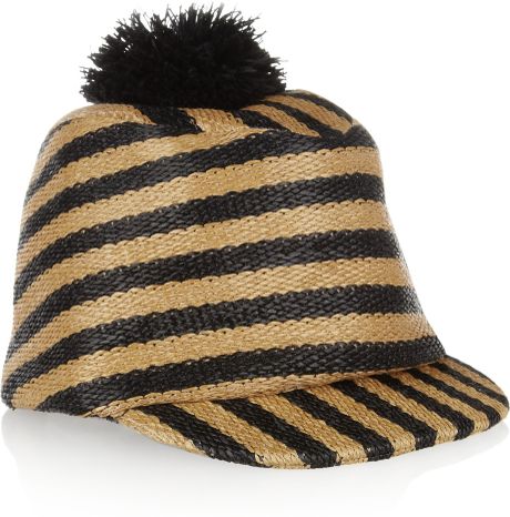 Burberry Prorsum Striped Raffiaeffect Hat in Beige (camel) - Lyst