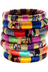 Cara Accessories Mixedfabric and Gold Bangle