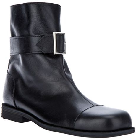 Comme Des Garçons Leather Strap Boot in Black - Lyst