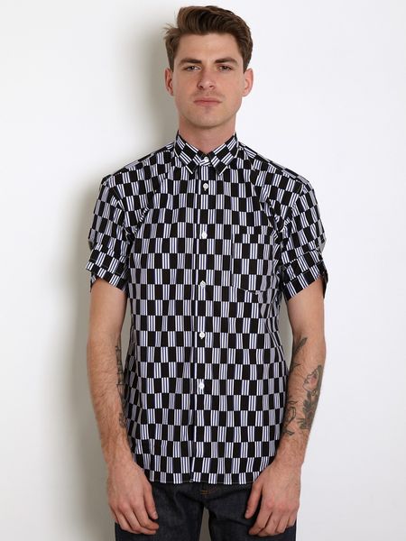 Comme Des Garçons Elbow Detail Check Shirt in Blue for Men - Lyst