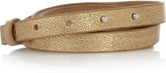  Haley Metallic Texturedleather Wrap Belt 