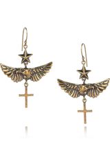 Emilio Pucci Brass Eagle and Cross Earrings
