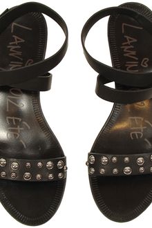 Lanvin Studded Heel Sandal in Black - Lyst