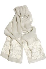Leaves Of Grass Ellery Embroidered Silkchiffon Scarf