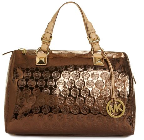 Michael Kors Jet Set Monogram Grayson Satchel in Brown (cocoa) - Lyst