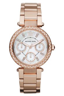 Michael Kors Chronograph Rose Gold Tone Stainless Steel Bracelet 33mm - Lyst