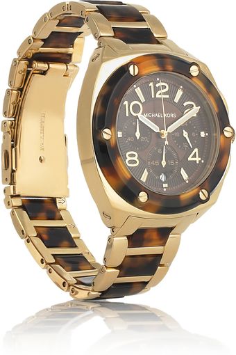 Michael Kors Stainless Steel and Tortoiseshell Chronograph Watch - Lyst