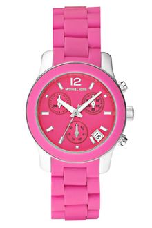 Michael Kors Chronograph Stainless Steel Pink Silicone Bracelet 34mm - Lyst