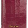 Miu Miu Croceffect Glossedleather Passport Holder in Purple (cherry) - Lyst