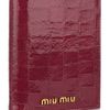 Miu Miu Croceffect Glossedleather Passport Holder in Purple (cherry) - Lyst
