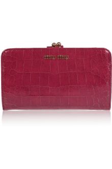 Miu Miu Croceffect Glossedleather Wallet - Lyst