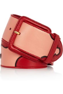 Miu Miu Floral Appliqué Leather Waist Belt - Lyst