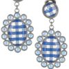 Miu Miu Gingham and Plexiglass Crystal Clip Earrings in Blue (silver) - Lyst